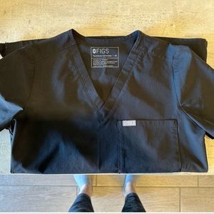Figs Women’s black- Catarina FREEx- one pocket scrub top- XS